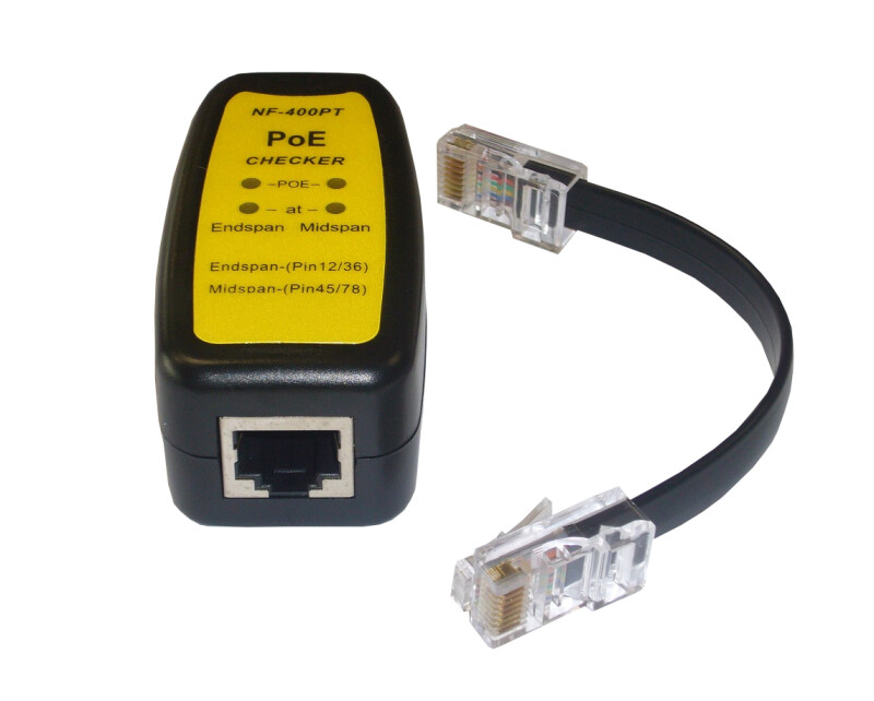 Тестер RJ45, PoE 802.3af + 802.3at, 4 LED индикатора, черный, Netko