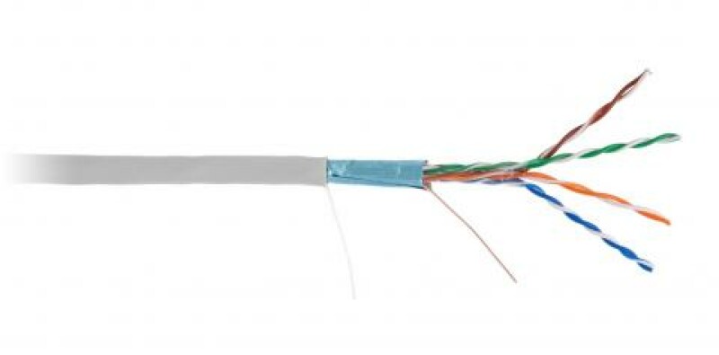 Кабель NETLAN F/UTP 4 пары, Кат.5e, внутренний, PVC, одножильный, 100МГц, серый, 305м