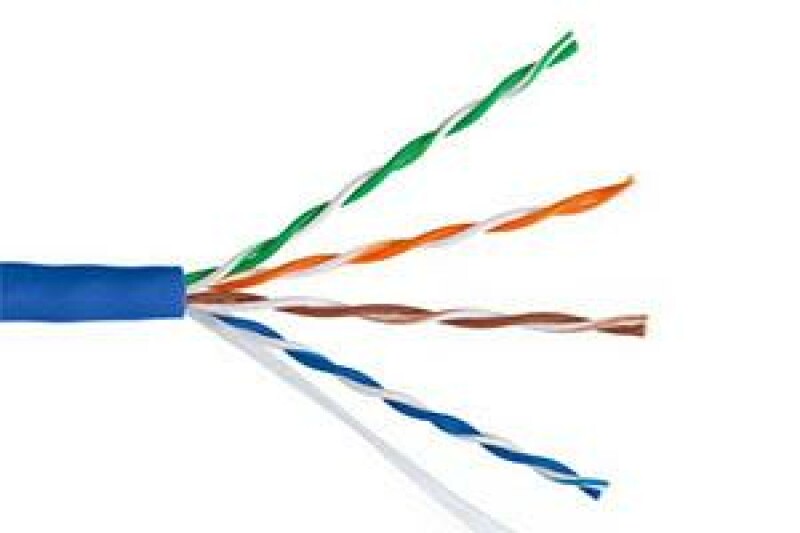 Кабель NETLAN U/UTP 4 пары, Кат.5e, внутренний, PVC, одножильный, 100МГц, синий, 305м