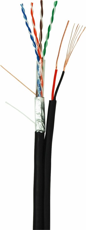 Кабель NETLAN F/UTP 4 пары, Кат.5e (Класс D), 100МГц, одножильный, с силовым кабелем 0,75мм2