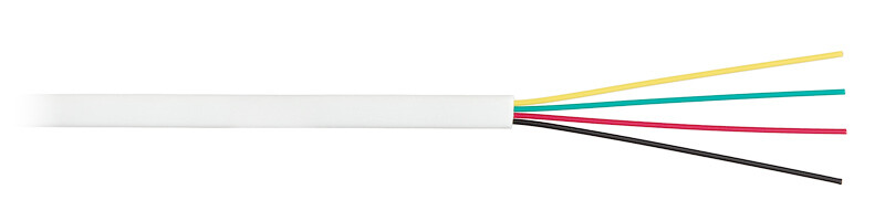 Кабель NIKOLAN телефонный, плоский, 4 жилы, внутренний, PVC, 26AWG, многожильный, белый