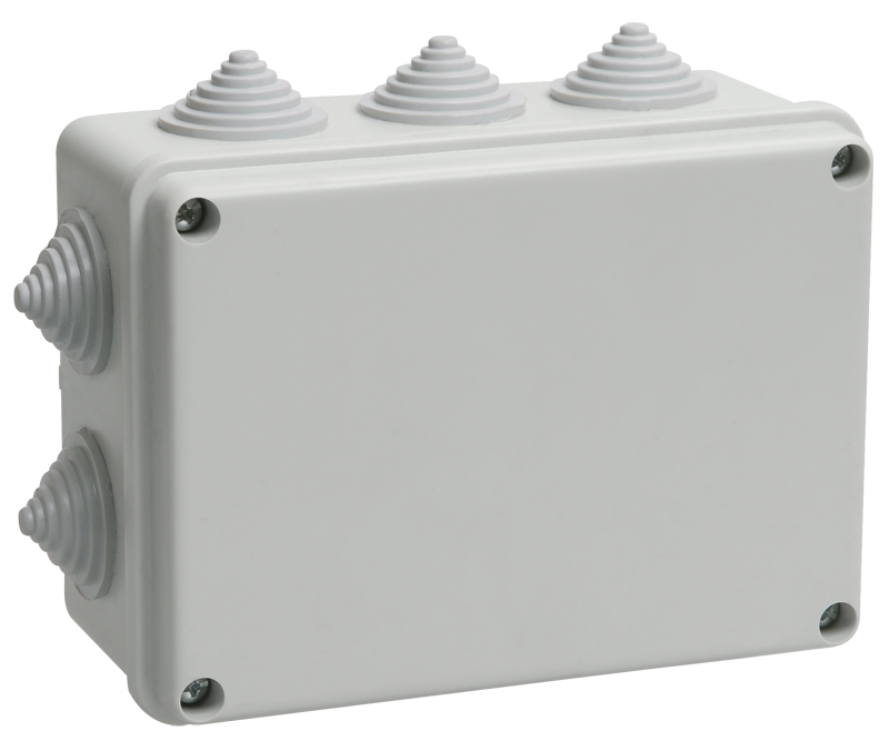 Коробка КМ41242 распаячная для о/п 150х110х70 мм IP55 (RAL7035, 10 гермовводов)