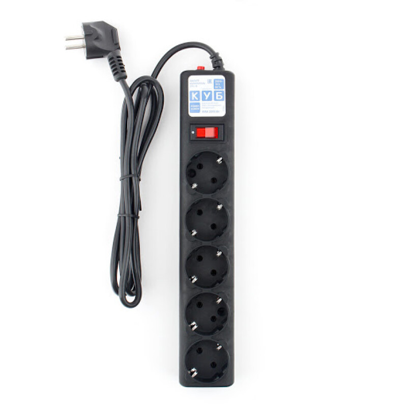 Фильтр-удлинитель Power Cube 1,9 м 5 розеток (черный) 10А/32,2кВт / SPG-B-6-BLACK/