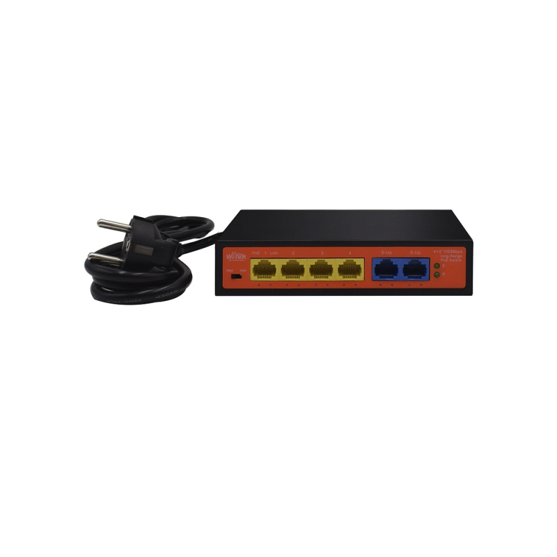 Сетевой коммутатор Wi-Tek WI-PS205H неуправляемый PoE 40Вт, порты 4 PoE FE + 2FE VLAN, Watchdog