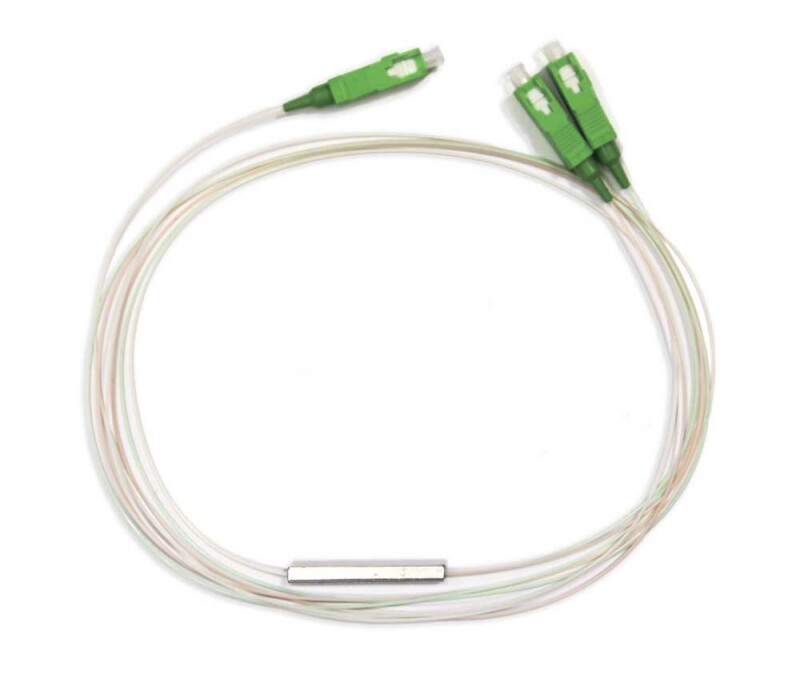 Оптический PLC сплитер, гильза, 1x2, SC/APC, 0,9 мм, 1 м, SM
