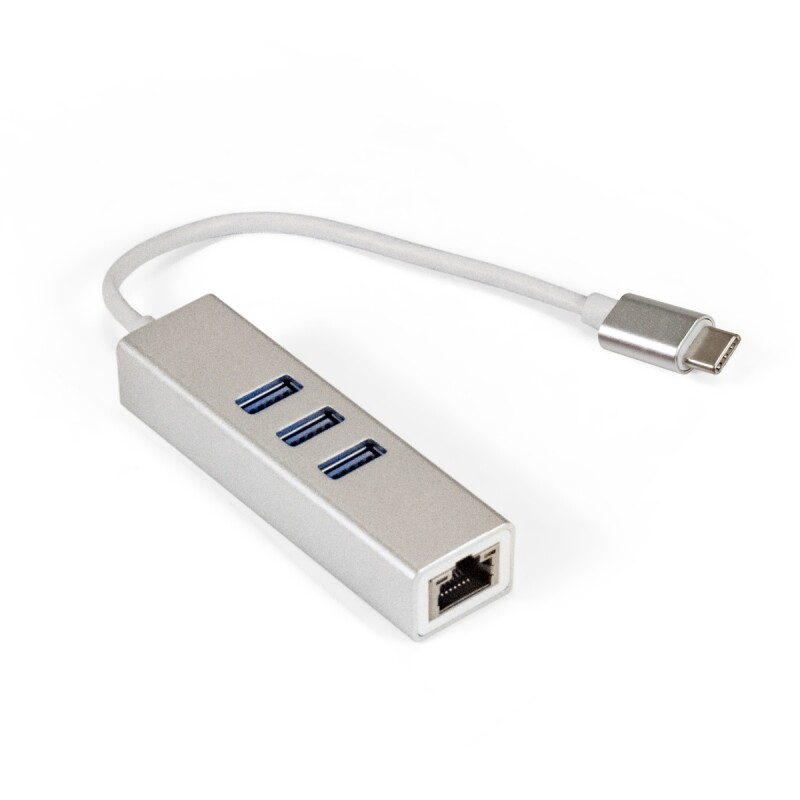Кабель-адаптер ExeGate EXE-77C-45 (USB3.0 Type C --> 3xUSB3.0 + 1xRJ45 UTP 1000Mbps RTL8153 EX294188