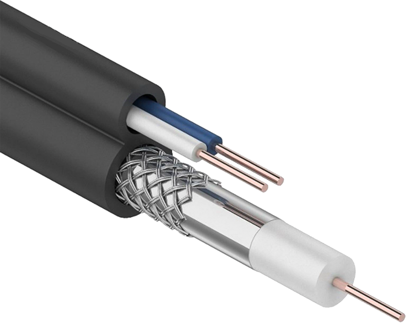 Кабель коакcиальный RG59 75Ом FPE каб. пит. 2х0,75мм2 PVC GENERICA CC3-R5F2-139-300-G 300м