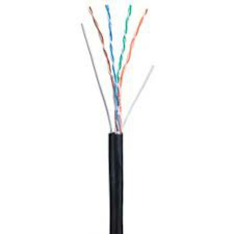 Кабель NETLAN U/UTP 4 пары, Кат.5е, внешний с троссом, PE -40C, одножильный, 100МГц, черный, 305м