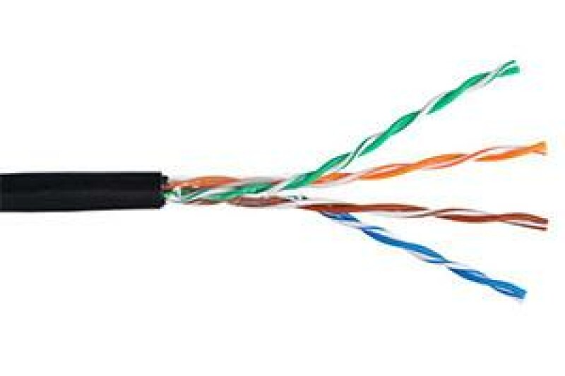 Кабель NETLAN U/UTP 4 пары, Кат.5e, 100МГц, одножильный, CCA CCA-UU004-5E-PE-BK черный, 305м
