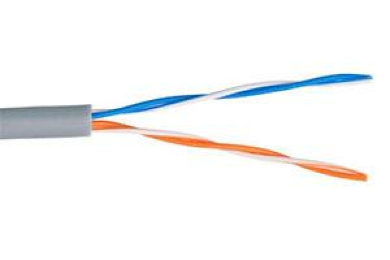 Кабель NETLAN U/UTP 2 пары, Кат.5, внутренний, PVC, одножильный, 100МГц, серый, 305м