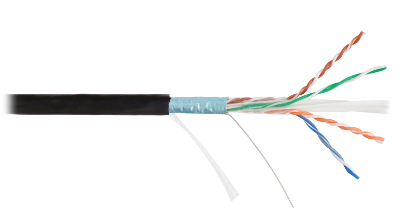 Кабель NIKOLAN F/UTP 4 пары, Кат.6a (Класс Eа), тест по ISO/IEC, 500МГц, одножильный, черный, 500м