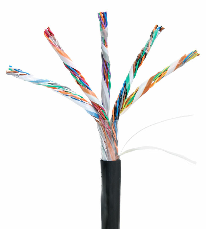 Кабель NETLAN U/UTP 25 пар, Кат.5, внешний, PE -40C, одножильный, 100МГц, черный, 305м