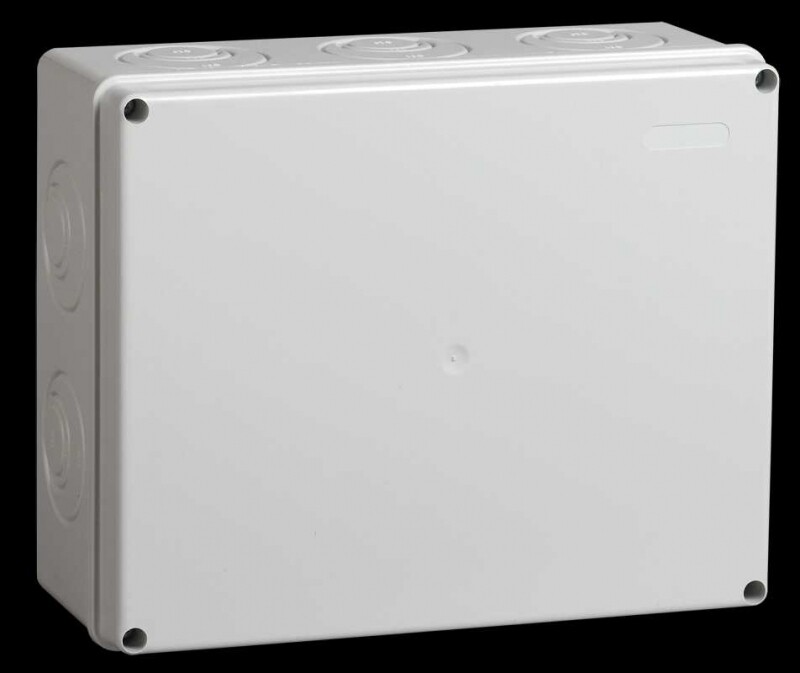 Коробка КМ41272 распаячная для о/п 240х195х90 мм IP55 (RAL7035, кабельные вводы 5 шт)