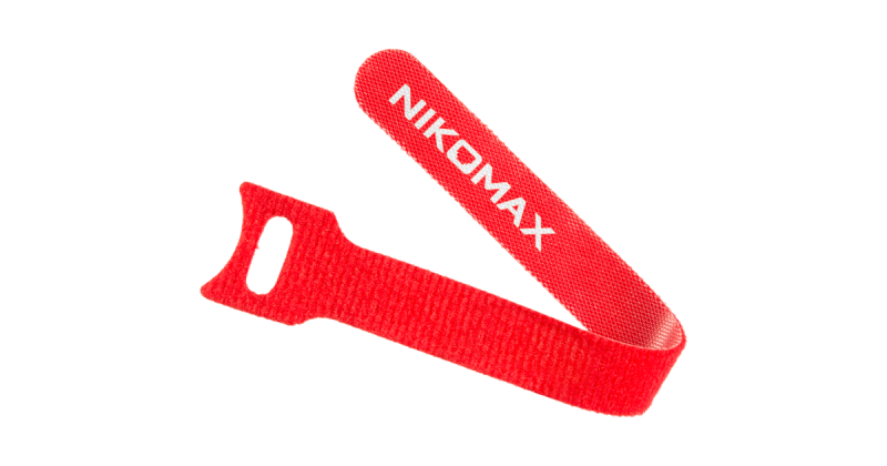 Стяжка-липучка NIKOMAX с мягкой пряжкой, 150х12мм, для пучков до 35мм, красная, уп-ка 10шт.