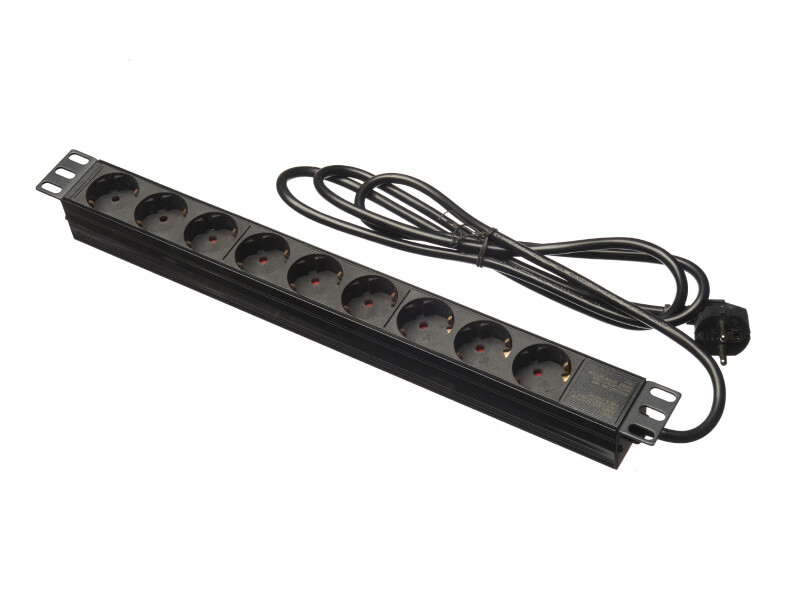 Блок розеток 19", 16А, 9 розеток, шнур 2м, черный PDU-LX-029P.SW