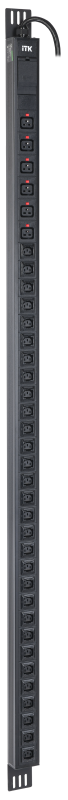 PDU вертикальный 42U 1 фаза 32А 30 розеток C13 + 6 розеток C19 кабель 3м вилка IEC60309