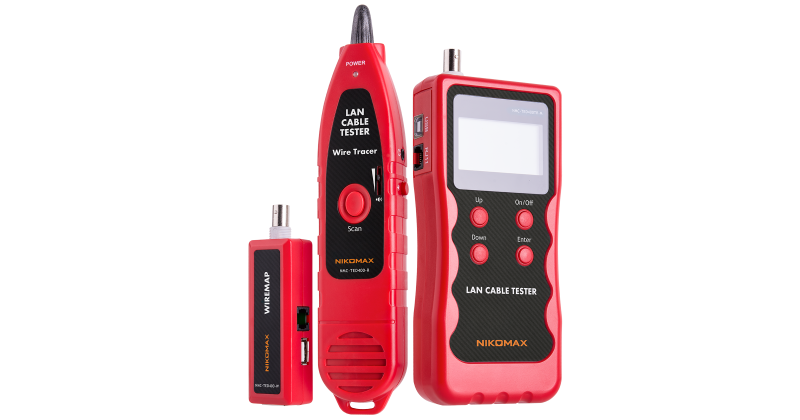 Кабельный тестер NIKOMAX с LCD дисплеем, UTP/STP, RJ45, RJ12, RJ11, BNC, USB,
