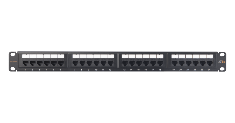 Коммутационная панель NIKOMAX 19", 1U, 24 порта, Кат.5e (Класс D), NMC-RP24UD2-ES-1U-BK