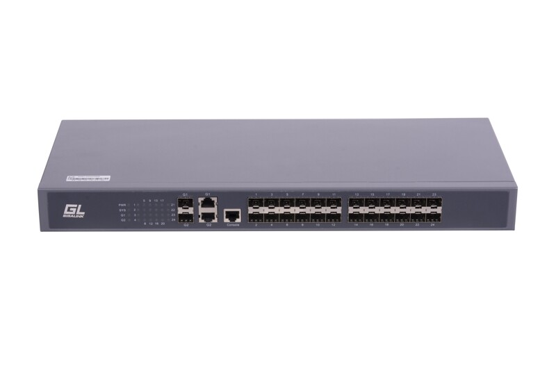 Управляемый коммутатор L2 GIGALINK 24 SFP 100Mb/s портов, 2 TX 1000mb/s, 2 Combo TX/SFP 1000Mb/s,
