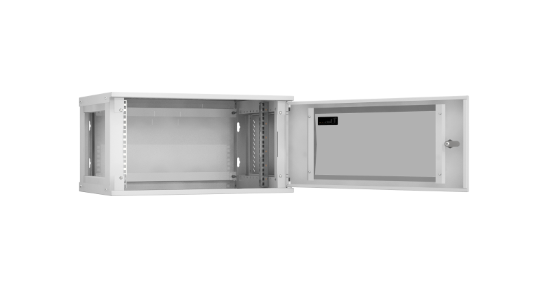 Настенный разборный шкаф TLK 19", 6U, стеклянная дверь, Ш600хВ303хГ350мм, TWI-066035-R-G-GY