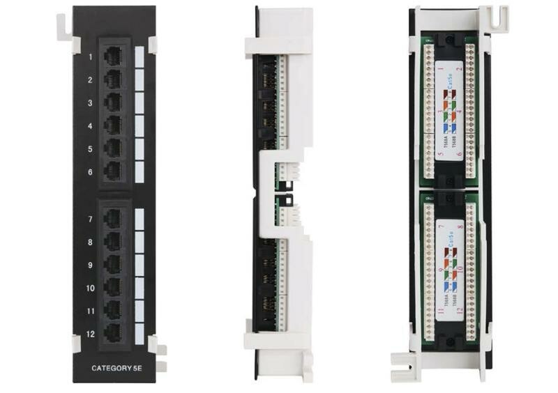 Коммутационная панель NETLAN 10", 1U, 12 портов, Кат.5e (Класс D), 100МГц, RJ45/8P8C, 110/KRONE, T56