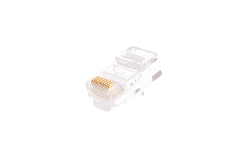 Коннектор ULAN RJ45/8P8C под витую пару, Кат.5e (Класс D), 100МГц, покрытие 3мкд, универсальные ножи