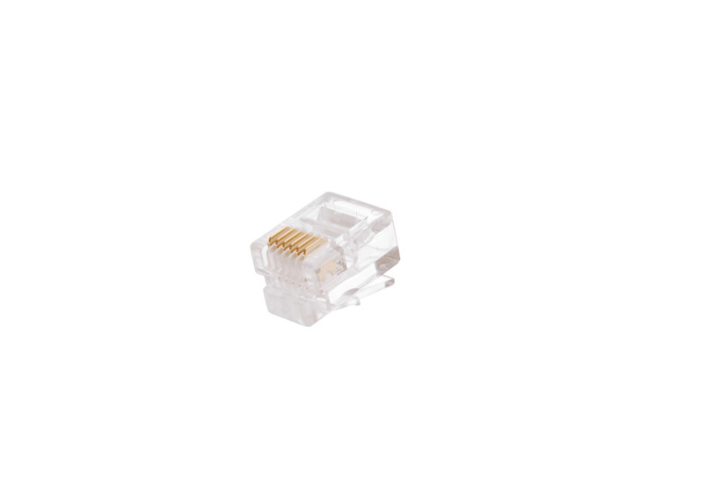 Коннектор NETLAN RJ12/6P6C под витую пару, Кат.3 (Класс C), 16МГц, покрытие 3мкд, универсальные ножи