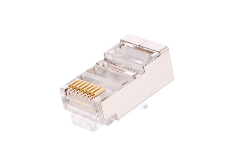 Разъем (коннектор) под витую пару RJ45/8P8C, Кат.6, покрытие 50мкд,, экранированный, уп-ка 100шт