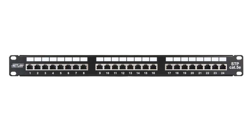 EC-URP-24-SD2 Коммутационная панель 19", 1U, 24 порта, Кат.5e, экранированная, черная