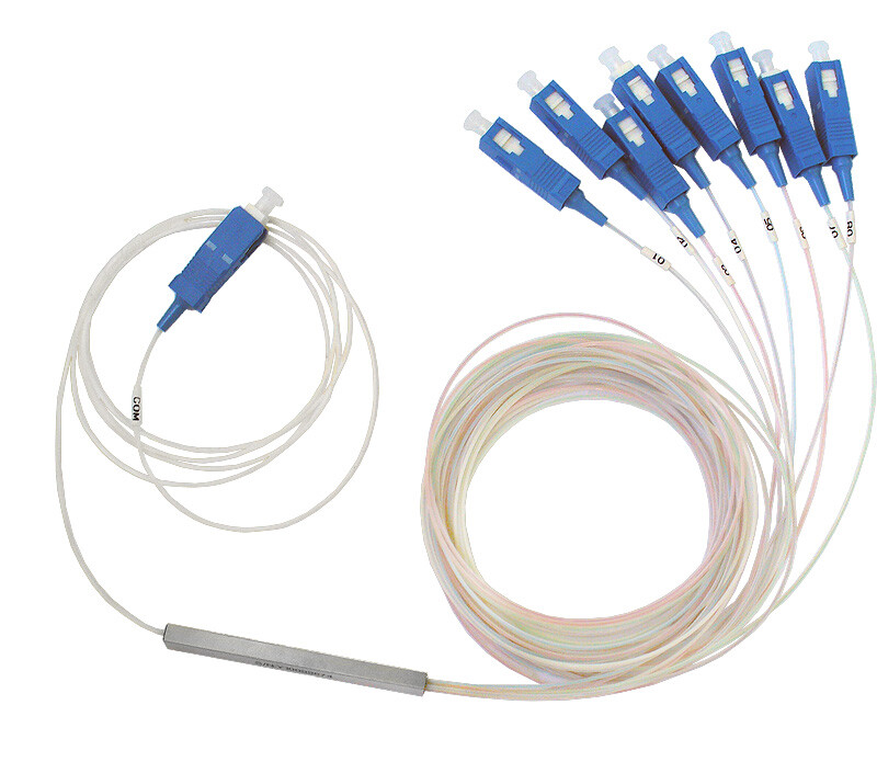 Оптический PLC сплитер, гильза, 1x8, SC/UPC, 0,9 мм, 1,5 м, SM