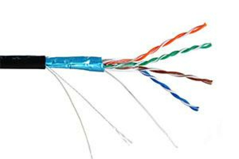 Кабель NETLAN F/UTP 4 пары, Кат.5е, внешний, PE -40C, одножильный, 100МГц, черный, 305м