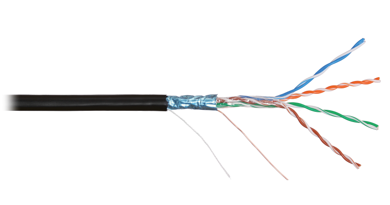 Кабель NIKOLAN F/UTP 4 пары, Кат.5e (Класс D), тест по ISO/IEC, 100МГц, одножильный, черный, 305м