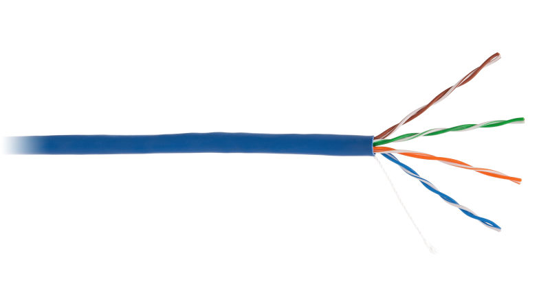 Кабель NETLAN U/UTP 4 пары, Кат.5e, 100МГц, одножильный, CCA (омедненный алюминий), синий, 305м