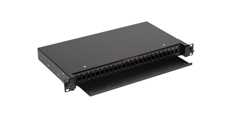 Оптический кросс NIKOMAX 19" Premium Line, 1U, до 24 SC портов или 48 LC портов, выдвижной