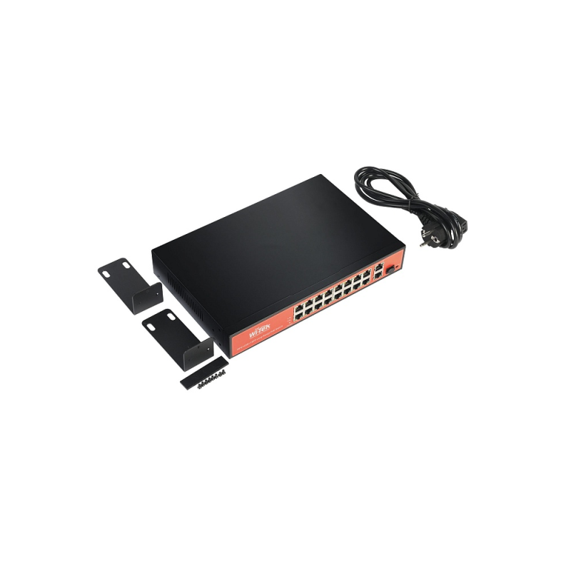 Сетевой коммутатор Wi-Tek WI-PS518G неуправляемый PoE 200Вт, порты 16 PoE FE + 2GE + 1SF