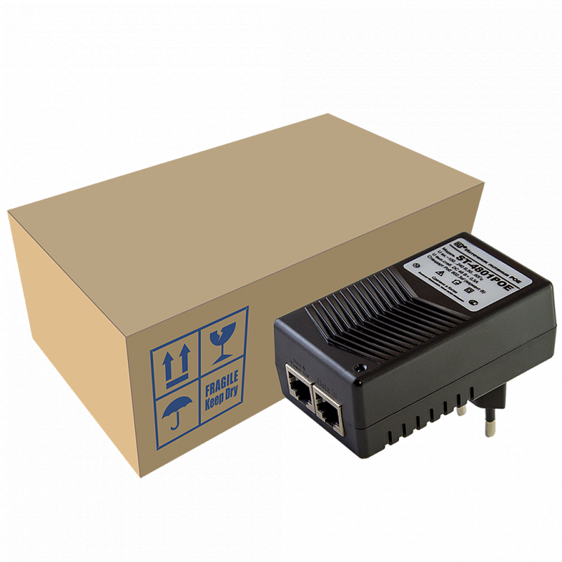 Блок питания ST-4801 POE, Источник питания POE однопортовый для обеспечения проводных сетей 48v