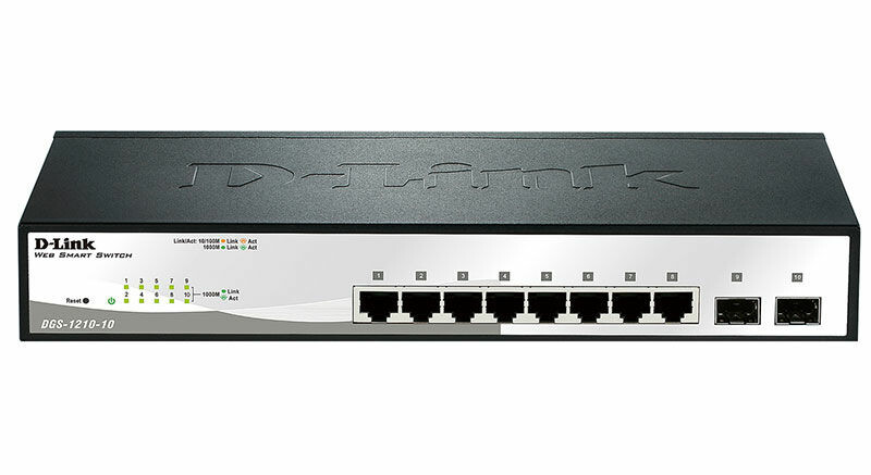 Настраиваемый коммутатор Web Smart с 8 портами 10/100/1000BaseT D-LINK DGS-1210-10/F1A