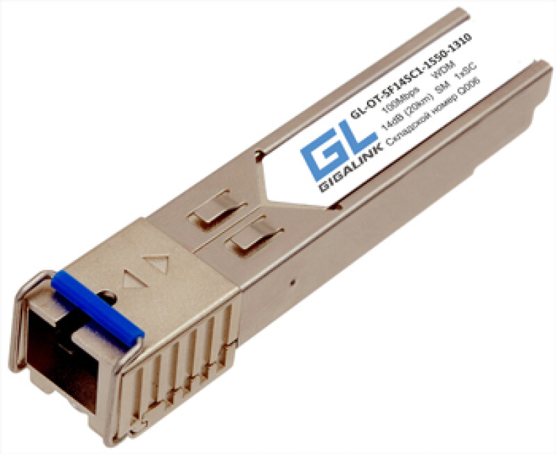Модуль GIGALINK SFP, WDM, 100/155 Мбит/c, одно волокно SM, SC, Tx:1550/Rx:1310 нм, 14 дБ (до 20 км)