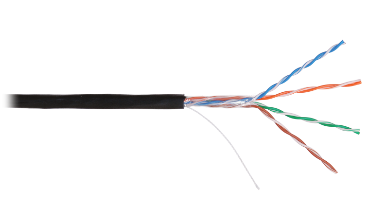 Кабель NIKOLAN U/UTP, 4 пары, Кат.5e, 24 AWG, внешний, PE, 305м NKL 2600B-BK