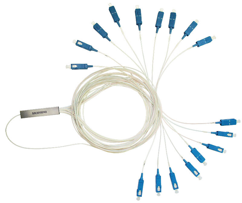 Оптический PLC сплитер, гильза, 1x16, SC/UPC, 0,9 мм, 1 м, SM