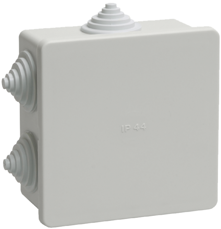 Коробка КМ41234 распаячная для о/п 100х100х50 мм IP55 (RAL7035, 6 гермовводов)