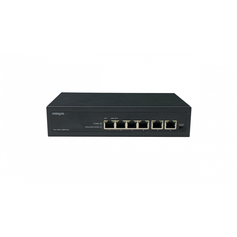 Неуправляемый 4 портовый PoE коммутатор PUS-TT04-60RM Plus с изоляцией портов