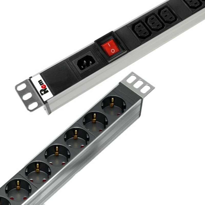 Вертикальный блок розеток Rem-16 с выкл., 15 Shuko, 10 C13, вход IEC 60320 C20 16A, алюм., 42-48U