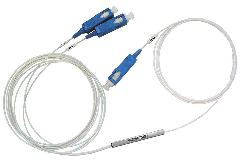 Оптический PLC сплитер, гильза, 1x2, SC/UPC, 0,9 мм, 1 м, SM