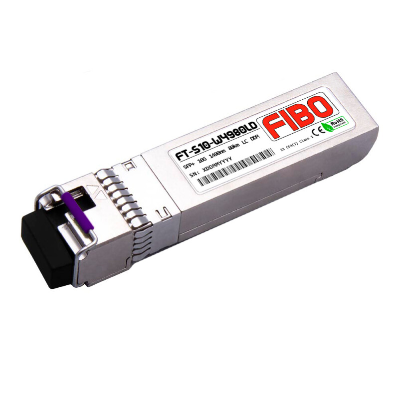 FIBO FT-S10-W4980LD SFP+ модуль -WDM, 10G, 80 км, TX 1490 нм, RX 1550 нм, LC, DDM