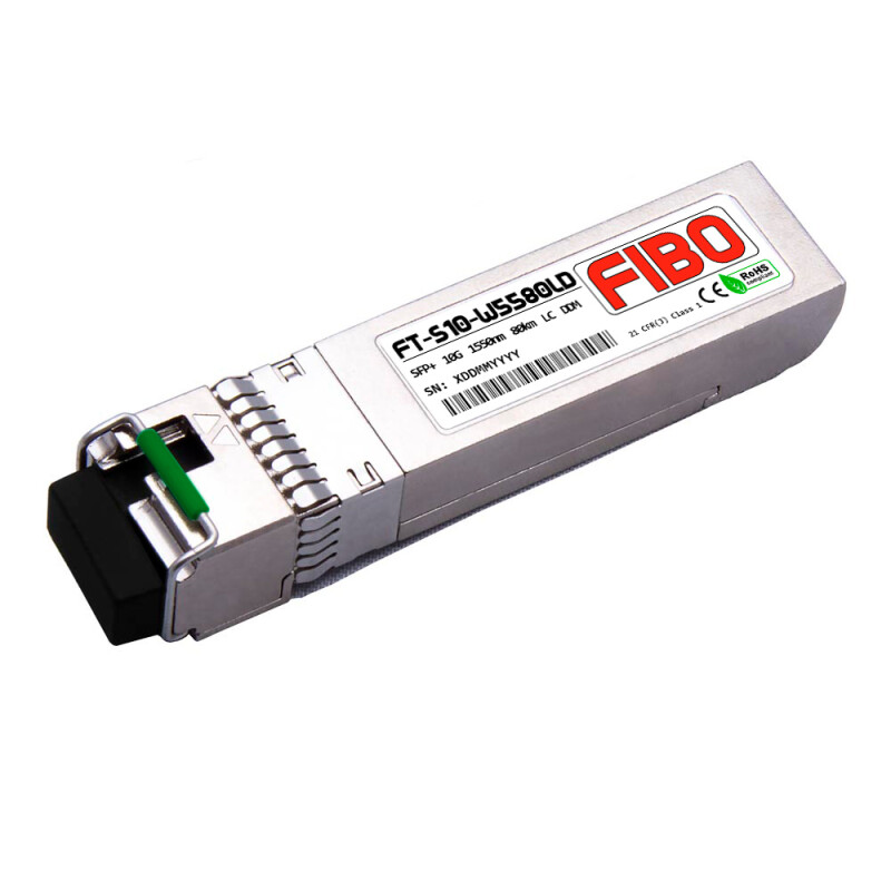 FIBO FT-S10-W5580LD SFP+ модуль -WDM, 10G, 80 км, TX 1550 нм, RX 1490 нм, LC, DDM