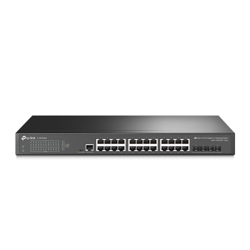 JetStream 24‑портовый гигабитный управляемый коммутатор уровня 2+ с 4 SFP+ слотами 10GE TL-SG3428X
