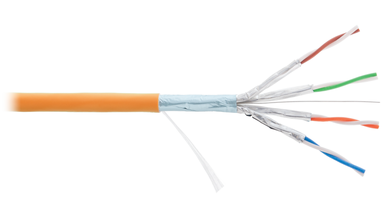 Кабель NIKOLAN F/FTP, 4 пары, Кат.6a, 23 AWG, внутренний, LSZH, 500м NKL 4355C-OR