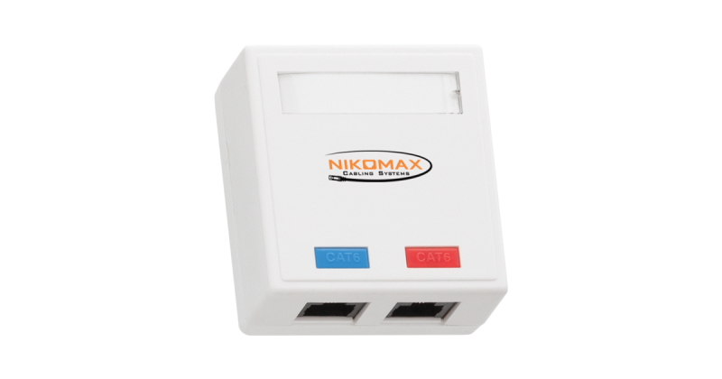 NMC-WO2UE2-WT Настенная розетка NIKOMAX, 2 порта, Кат.6 (Класс E), 250МГц, RJ45/8P8C NMC-WO2UE2-WT