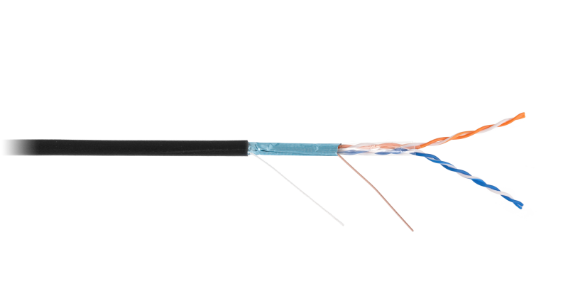 Кабель NETLAN F/UTP 2 пары, Кат.5, медный, внешний, PE, черный, 305м EC-UF002-5-PE-BK